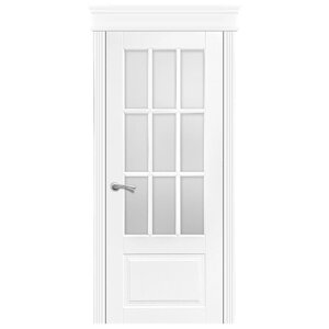 Дверь межкомнатная "Классика " , 800*2000 эмаль , cтекло белый сатинат , цвет белый , коробка +наличники с 2х сторон