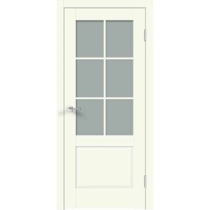 Дверь межкомнатная VellDoris ALTO 12 2V, молочный эмалит, 600x2000, LR, стекло мателюкс, без врезки замка и петель