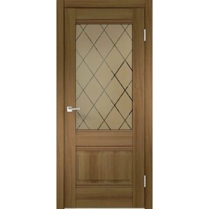 Дверь межкомнатная VellDoris ALTO 2V, орех золотой, 900x2000, LR, стекло ромб бронза, без врезки замка и петель