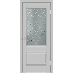 Дверь межкомнатная VellDoris ALTO 2V, серый эмалит, 600x2000, LR, стекло ромб светлый, без врезки замка и петель