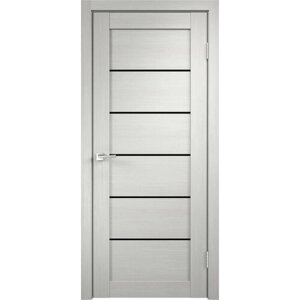 Дверь межкомнатная VellDoris LINEA 1, дуб белый, 600x2000, LR, стекло лакобель черное, без врезки замка и петель