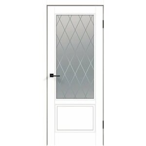 Дверь межкомнатная VellDoris SCANDI 2V, белый, 900x2000, LR, стекло ромб мателюкс, без врезки замка и петель