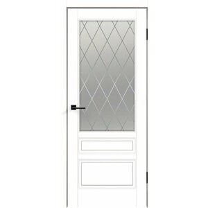 Дверь межкомнатная VellDoris SCANDI 3V, белый, 600x2000, LR, стекло ромб мателюкс, без врезки замка и петель