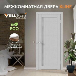 Дверь межкомнатная VellDoris XLINE 8, грей эмалит текстурный, 900x2000, LR, стекло мателюкс, без врезки замка и петель