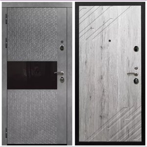 Дверь входная Армада Черная шагрень Штукатурка графит / ФЛ-143 Рустик натуральный МДФ панель 16 мм с фрезеровкой