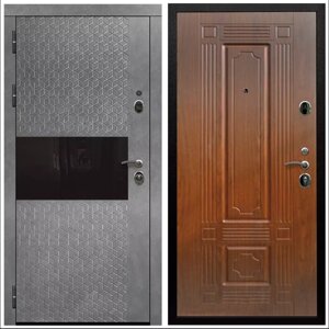 Дверь входная Армада Черная шагрень Штукатурка графит / ФЛ-2 Морёная береза МДФ панель 6 мм с фрезеровкой