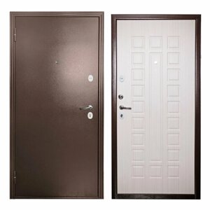 Дверь входная для квартиры Proline Apartment 870х2050 левая, тепло-шумоизоляция, антикоррозийная защита, коричневый/белый