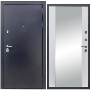 Дверь входная металлическая DIVA 40 Зеркало 2050x860 Правая Титан - Д15 Белый Софт, тепло-шумоизоляция, антикоррозийная защита для квартиры и дома