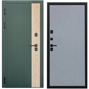 Дверь входная металлическая DIVA 74 2050x860 Левая Дуб Олива софт - Д11 Силк Маус, тепло-шумоизоляция, антикоррозийная защита для квартиры