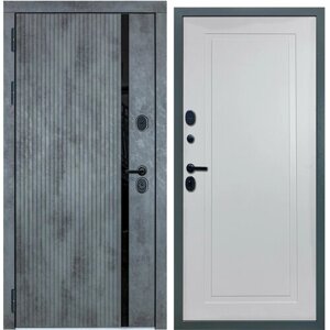 Дверь входная металлическая DIVA ДХ-46 2050x960 Левая Бетон темный - Н10 Белый Софт, тепло-шумоизоляция, антикоррозийная защита для квартиры