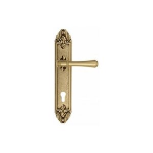 Дверная ручка Venezia "CALLISTO" CYL на планке PL90 французское золото + коричневый