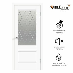 Дверной комплект VellDoris ALTO 2V, белый эмалит, 600x2000, LR, стекло ромб светлый, без врезки замка и петель