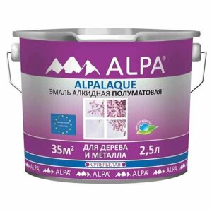Эмаль для дерева и металла ALPA ALPAlaque полуматовая белая (база A) 2,5 л