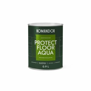 Эмаль для пола Komandor Protect Floor Aqua, акриловая, полуматовая, база С, бесцветная, 0,9 л