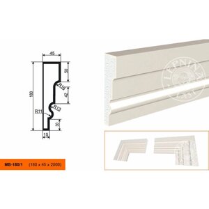 Фасадный Молдинг Lepninaplast МВ-180/1 В180хШ45хД2000 мм / Лепнинапласт.