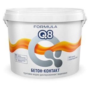 Грунтовка бетоноконтакт Formula Q8 бетон-контакт, 6 кг, 4.3 л, бесцветная