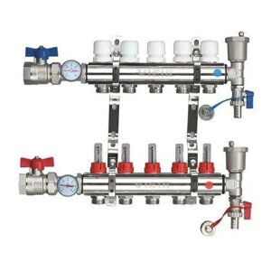 Группа коллекторов с расход. 6-вых нерж. С кранами 1"x3/4"ViEiR"
