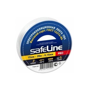 Изолента ПВХ белая 15мм 20м Safeline | код 9363 | SafeLine (40шт. в упак.)