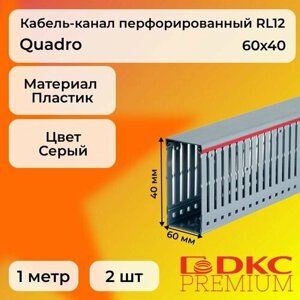 Кабель-канал перфорированный серый 60х40 RL12 G DKC Premium Quadro пластик ПВХ L1000 - 2шт