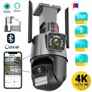 Камера видеонаблюдения для дома 8 Мп Full HD 4K с двойным объективом, Уличная беспроводная WI FI камера
