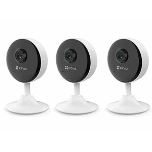 Камера видеонаблюдения WI-FI камера Ezviz CS-C1C-B 1080P IP для дома с облаком и микрофоном Комплект 3 штуки