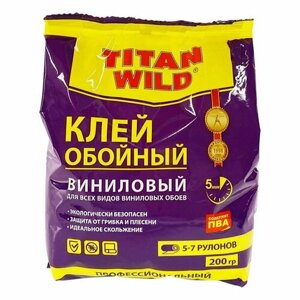 Клей для виниловых обоев, Titan, Wild, 200 г, пакет, TWV200-SP