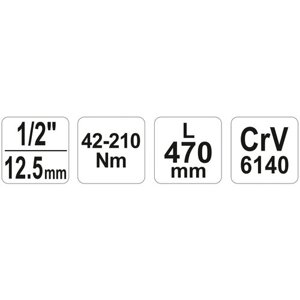 Ключ динамометрический CV 1/2" 42-210Nm 470мм щелчковый YATO YT-0760