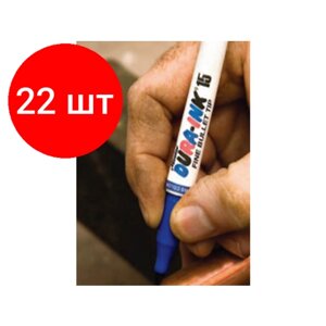 Комплект 22 штук, Маркер промышл. перманентный фетровый MARKAL DURA-INK 15 синий (Толщина линии 1.5 мм. Цвет синий) (96025)