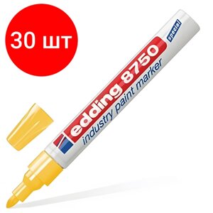 Комплект 30 шт, Маркер-краска лаковый (paint marker) EDDING 8750, желтый, 2-4 мм, круглый наконечник, алюминиевый корпус, Е-8750/5