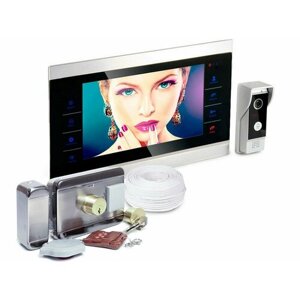 Комплект цветной видеодомофон с записью по датчику движения - замок: HDcom S-104 и Anxing Lock - AX066 (замок домофон)