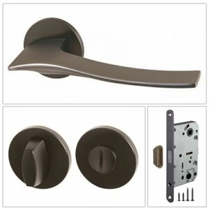 Комплект дверных ручек Armadillo AQUA_URS_BPVD-77-UN, вороненый никель (ручка + завертка WC + магнитный замок)