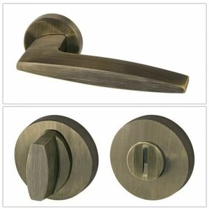 Комплект дверных ручек Armadillo SQUID_URB9_АВ-7_W, бронза (ручка + завертка WC)
