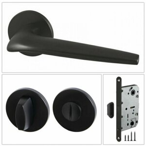 Комплект дверных ручек Armadillo TWIN_URS_BL-26_UN, черный (ручка + завертка WC + магнитный замок)