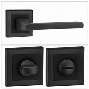 Комплект дверных ручек Punto VECTOR_QL_BL-24_W, черный (ручка + завертка WC)