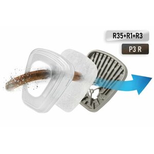 Комплект фильтров для защиты от пыли RESPIK R335 P3 R (R35 + R3 + R1) для масок / полумасок 3М , JETA SAFETY , руссиз , RESPIK