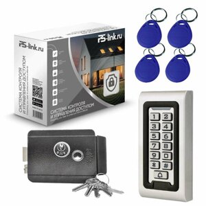 Комплект системы контроля доступа СКУД на одну дверь PS-link S601EM-WP-G / электромеханический замок / кодовая панель / RFID