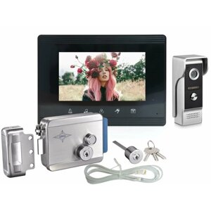 Комплект видеодомофон цветной и замок: ЕП-7200 + Anxing Lock-AX091 (I32839KO) - электрозамок с домофоном на калитку