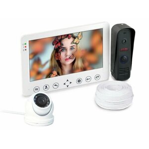 Комплект видеодомофон и внутренняя купольная камера HDcom W715 и KDM-6413G - домофон с камерой для дома с камерами