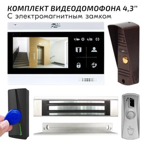 Комплект видеодомофона для дома FX-VD5S-KIT Черный, диагональ экрана 4.3 дюйма, электромагнитный замок, считыватель, антивандальная вызывная панель