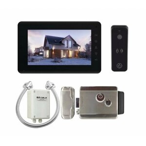 Комплект видеодомофона для дома Tantos Mia HD (черный) и iPanel2 HD (черный) c замком