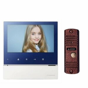 Комплект видеодомофона и вызывной панели COMMAX CDV-70H2 (Синий) / AVC 305