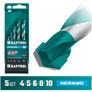 KRAFTOOL KERAMO 5 шт: 4-5-6-8-10 мм набор сверл по керамограниту с твердосплавной пластиной,29175-H5