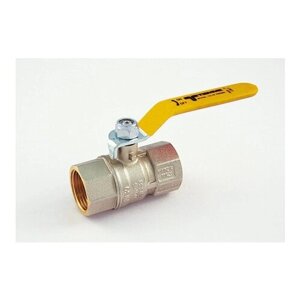 Кран TORNADO для газа EN331, резьба внутренняя/внутренняя ISO7/EN 10226, с плоской ручкой-рычагом с пластиковым покрытием желтого цвета 1" Tiemme