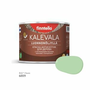 Краска для дерева и деревянных фасадов FINNTELLA KALEVALA, с натуральным маслом и полиуретаном, цвет RAL 6019 Бело-зеленый (Pastel green), 0,45л