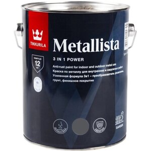 Краска для металла по ржавчине 3в1 Metallista TIKKURILA 2,3 л серая