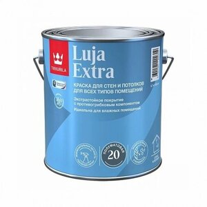 Краска для стен и потолков, Tikkurila Luja Extra, полуматовая, база С, бесцветная, 2,7 л