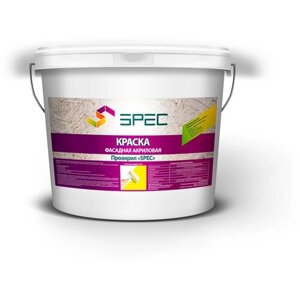 Краска Фасадная Акриловая SPEC, моющаяся/ для стен/потолков, белый/ матовое покрытие, 15 кг