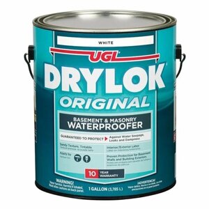 Краска латексная DRYLOK Masonry Waterproofer БЕЛАЯ 3.78 л Гидроизоляция, краска для бассейна.