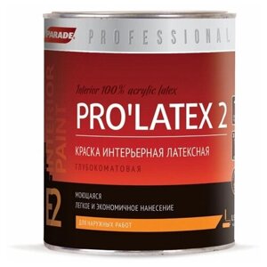 Краска латексная Parade Professional E2 Pro’Latex2 глубокоматовая белый 0.9 л