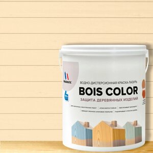 Краска (лазурь) для деревянных поверхностей и фасадов, обеспечивает биозащиту, защищает от плесени, грибков, атмосферостойкая, водоотталкивающая BOIS COLOR 0,9 л цвет Светло желтый 7970